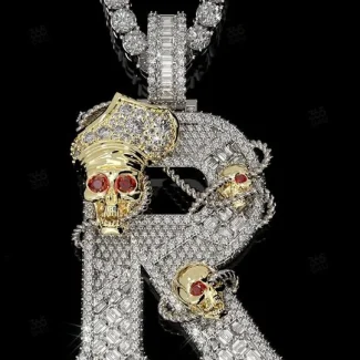 Skeleton Wrapped Letter Design Pendant