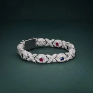 Evel Eye and X With Rubby Bracelet