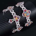 Multi Colour Star and Cross Design Bracelet