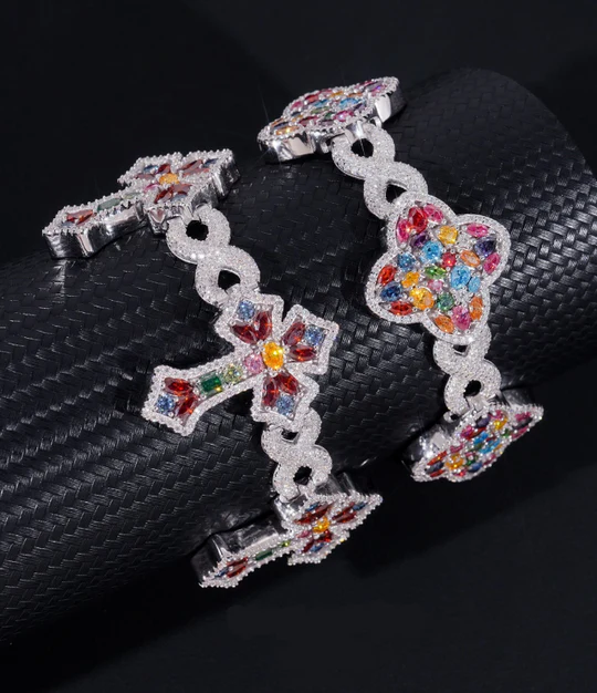 Multi Colour Star and Cross Design Bracelet