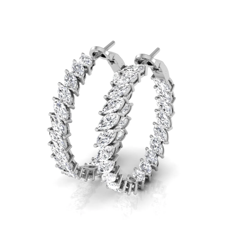 Marquise Cut Hoops Diamond Earrings for Women