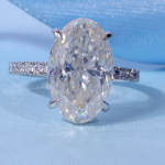 2.0CT-4.0CT Oval Cut Hidden Halo Moissanite Engagement Ring