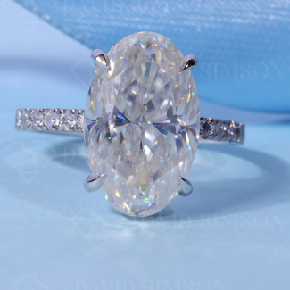 2.0CT-4.0CT Oval Cut Hidden Halo Moissanite Engagement Ring