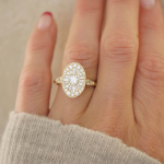 Round Shape Diamond Ballerina Cluster Vintage Engagement Ring