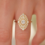 Round Cut Moissanite Diamond Vintage Milgrain Engagement Ring