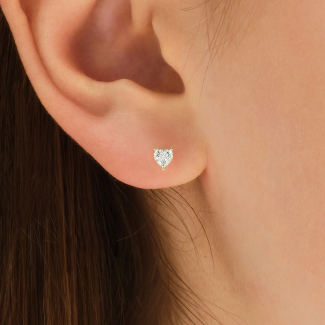 Heart Cut Moissanite Diamond Earrings for Her in Yellow Gold