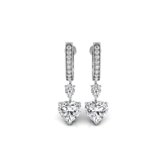 Heart, Pear & Round Cut Diamond Hoops Earrings for Women