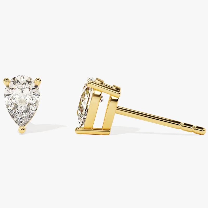 1.0CT Pear Cut Moissanite Diamond Earrings for Women in Yellow Gold