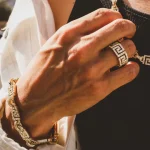 Iced Greek Key Ring